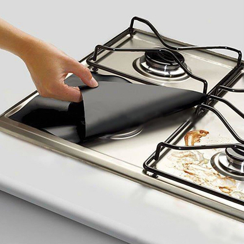Reusable Gas Hob Liners Black Non Stick Burner Protector Mats, Cuttable Cooker Top Covers For Easy Cleaning & Spill Protection Pack Of 12