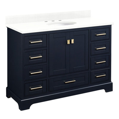 Quen 48" Freestanding Single Basin Vanity Set with Cabinet, Vanity Top, and Oval Undermount Sink