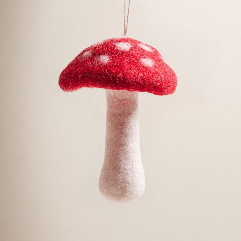 Felted Festive Handmade 100% Wool Plants & Flowers Hanging Figurine Ornament, Medium:  3.5" H X 2.5" W