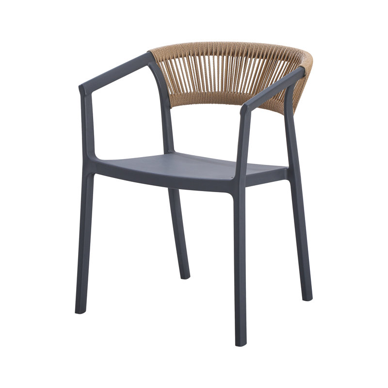 Ixia Outdoor Stacking Patio Dining Armchair, Black/Brown