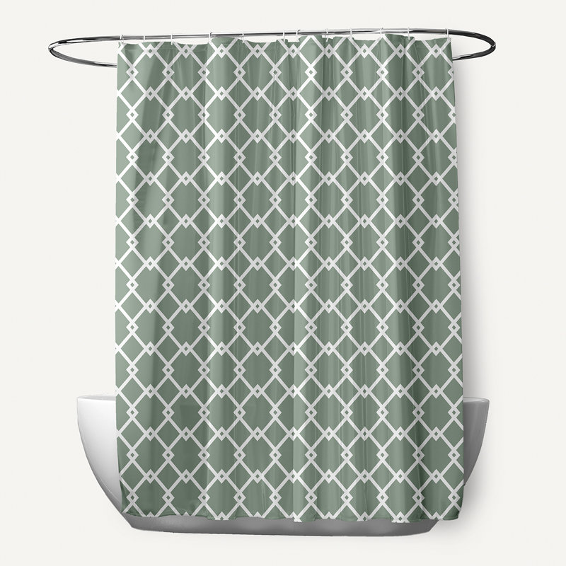 Rideau de douche simple géométrique Pandro, Vert