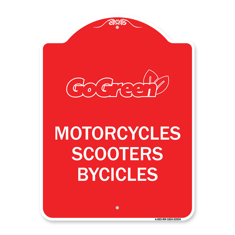Enseigne Signmission Designer Series - Go Green - Go Green - Motos, scooters, bicyclettes / 23934, H 24 po x l 18 po x p 1 po
