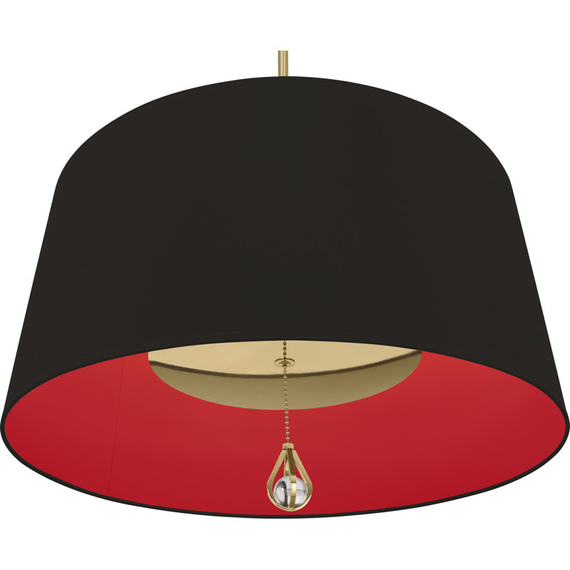 Custis 3 - Light Chandelier, Blacksmith Black/Richmond Red Lining, Modern Brass