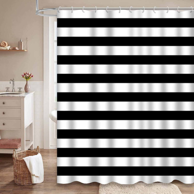 Rideau de douche en toile de fond noire avec 12 crochets Black Line, L 72 po x l 72 po