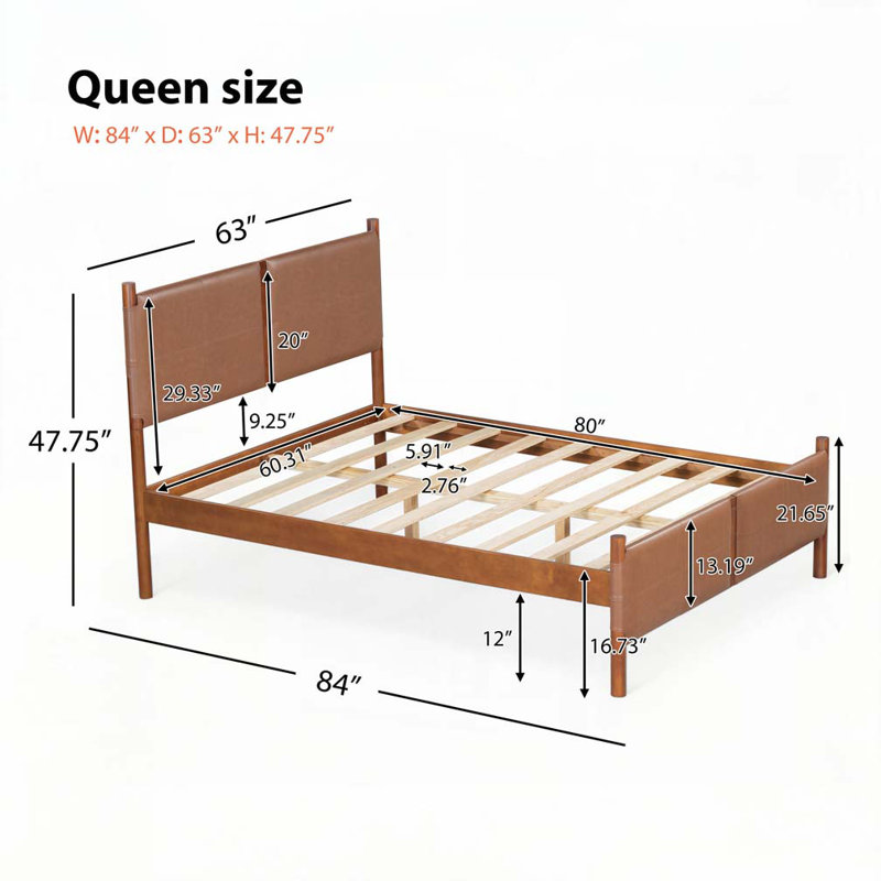 PU Leather Platform Upholstered  Bed