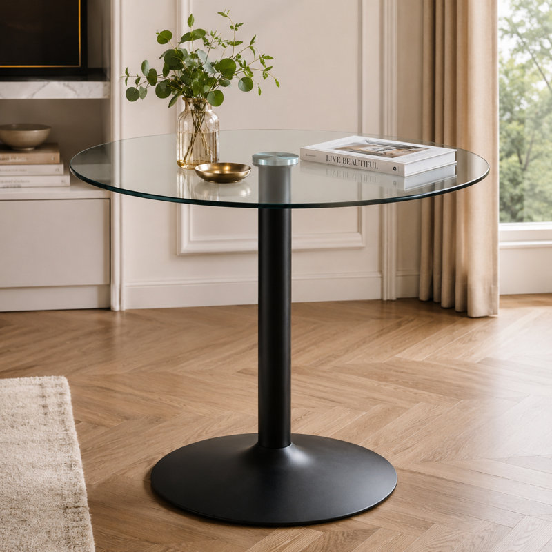 Table de salle à manger moderne en verre trempé à piédestal rond de 30 po de hauteur, 35" for table top