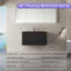 Meuble-lavabo mural flottant 30 po moderne en noyer fumé avec plateau en quartz noir-1670200014