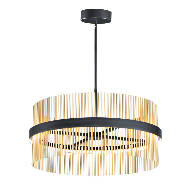 Chimes 5CCT-Single Pendant, 18.75" H x 33.75" W x 33.75" D, Black/Satin Nickel