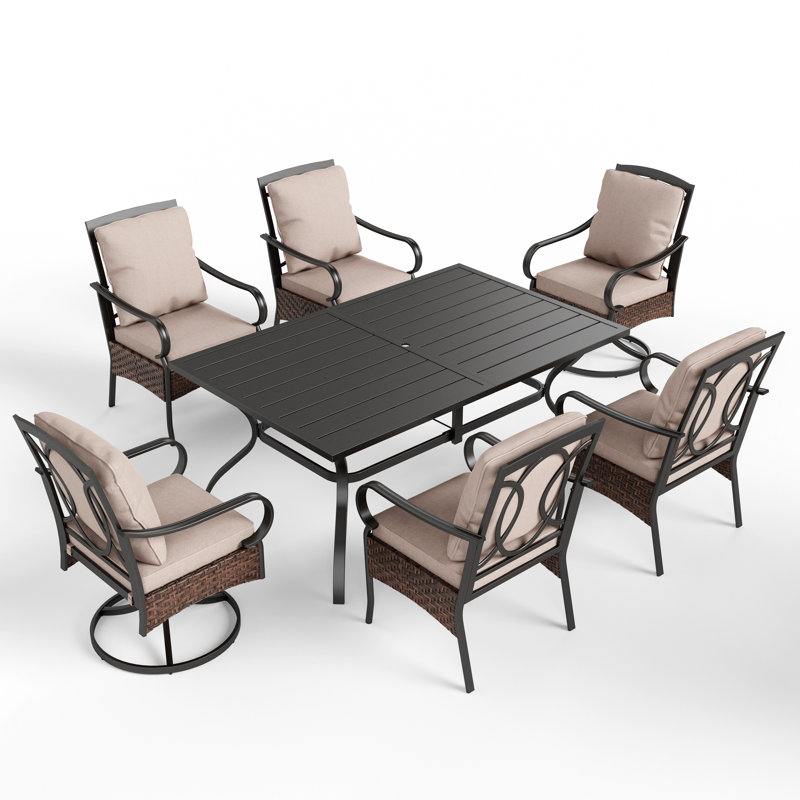 Sutiya 6 - Person Patio Dining Set with Rectangular Table , Cushions Included