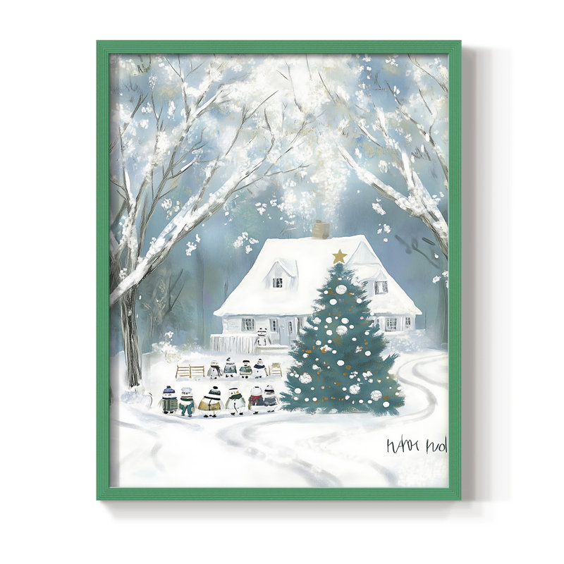«Christmas Holiday Art DCCDXLI», reproduction d'art encadrée - bois massif, Vert, H 11 po x l 9 po