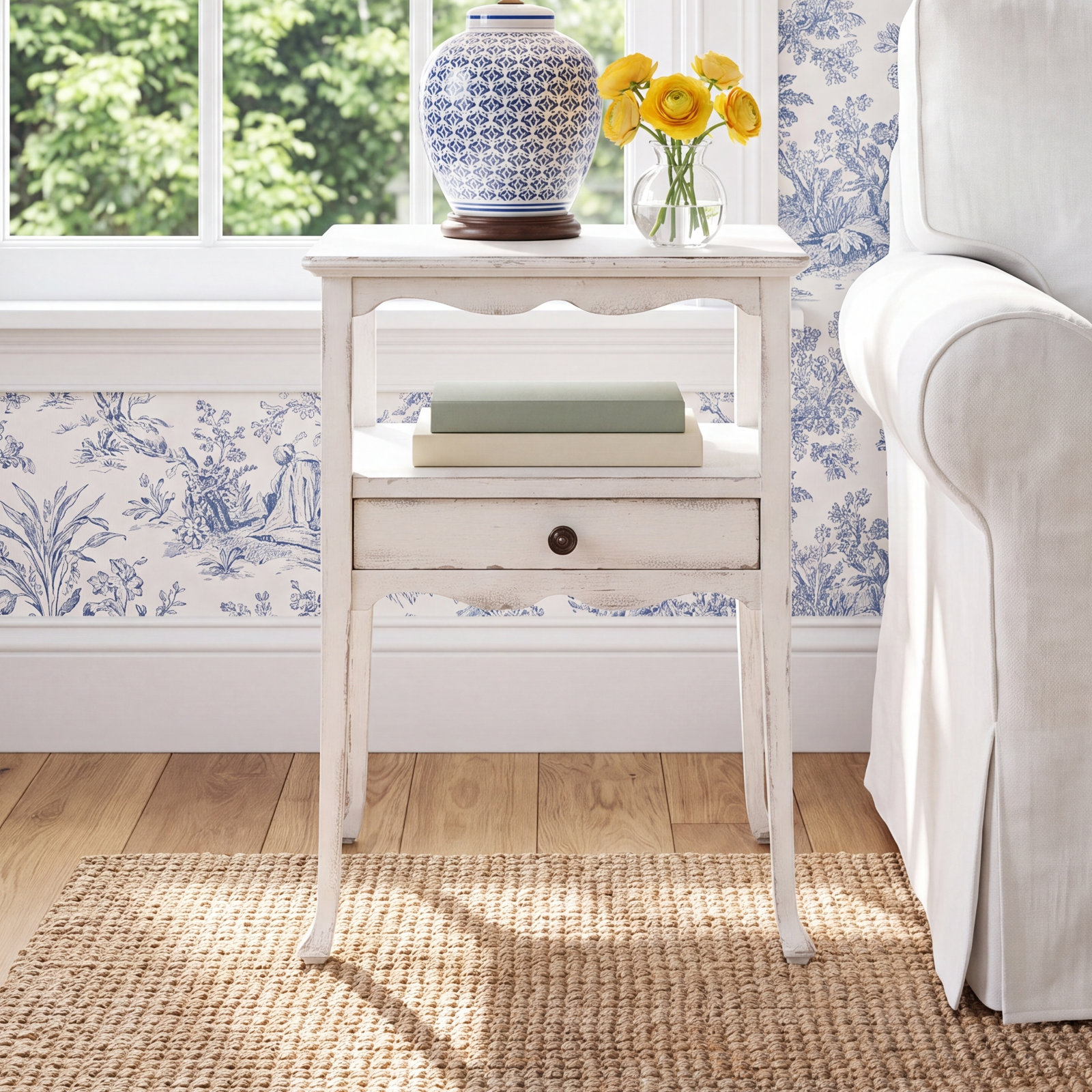 Charleston 18" End Table, Magnolia White