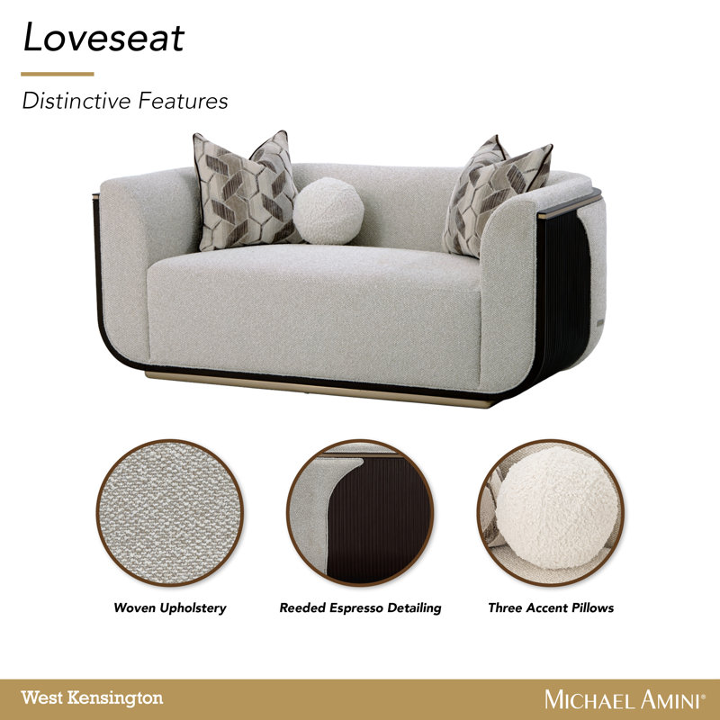 West Kensington Loveseat - Buff/Seal Salt Caramel, Espresso Wood