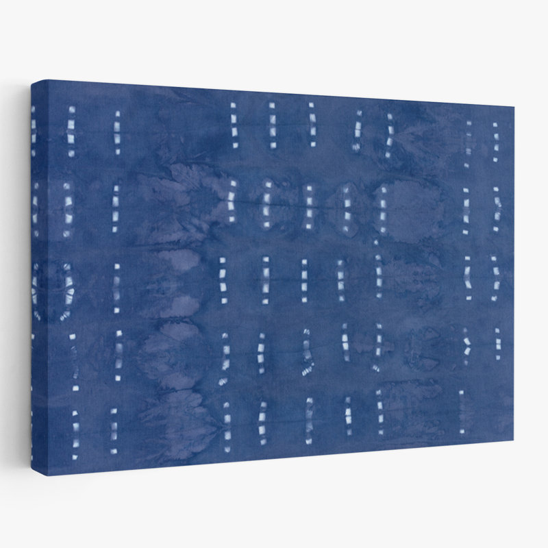 Shiboriscapes, art abstrait de cercles bleus à pois, H 16 po x l 24 po