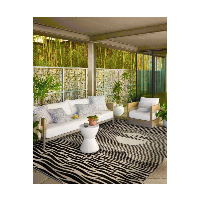 Tapis décoratif à rayures marines et tapis lavable, Rond 4 pi