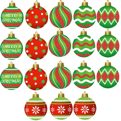 18 pièces de boules de Noël incassables de 2,4 po, boules de Noël suspendues à paillettes rouges et vertes pour décoration de fête de Noël