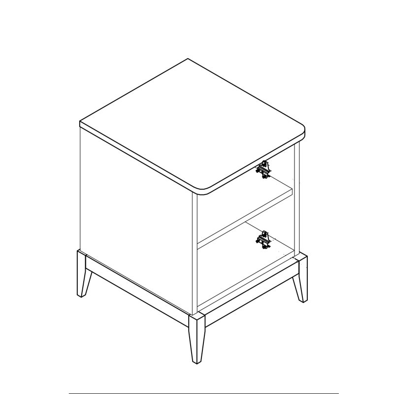Elle 41cm W Particle Board / Chipboard Bedside Table, White/Gold