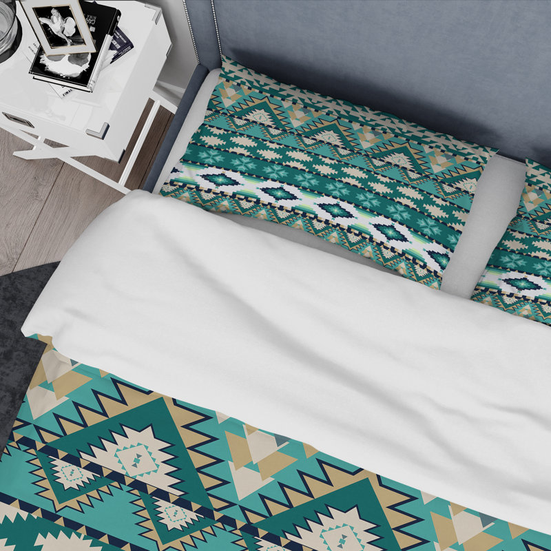 Aztec Geometrics - Ensemble de housse de couette moderne - Microfibre de polyester