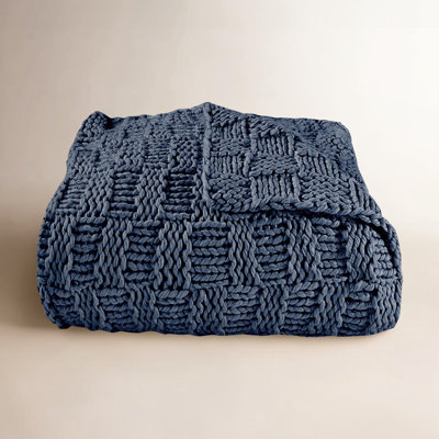 Hand-Knitted Wool Throw Blanket