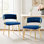 Christal 2 Piece Velvet Upholstered Dining Chair Set with Tufted Curved Weaved Back and Metal Legs