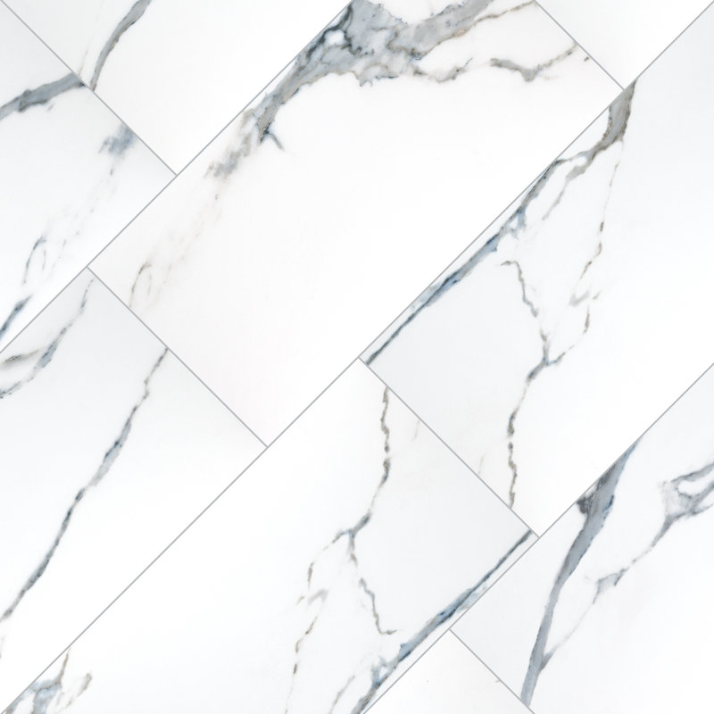 Velluto 12 in. x 24 in. Polished Porcelain Marble Look Floor and Wall Tile, Baltic