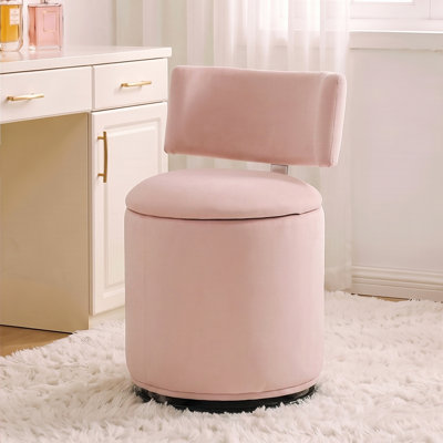 Fauteuil de coiffeuse en velours pivotant avec rangement, tabouret d'appoint