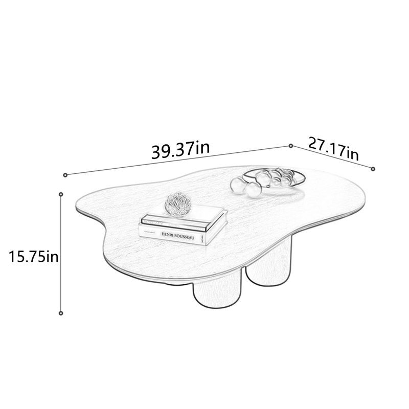 Rock slab cloud tea table multifunctional, 15.75" H x 39.37" L x 27.17" W