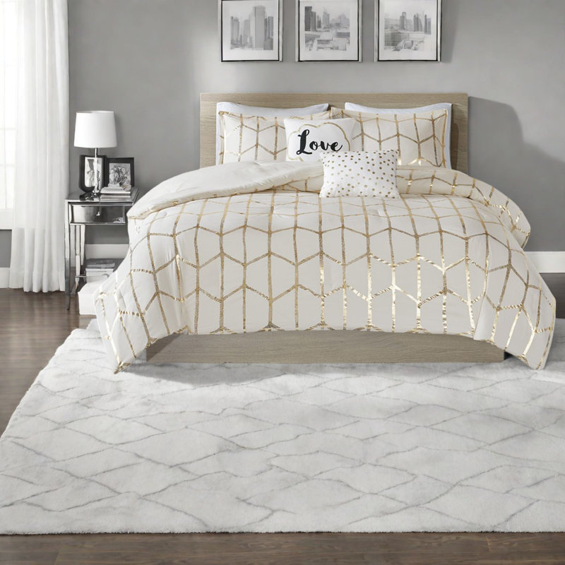 Ensembles de literie pour très grand lit luxueux, mélange de polyester, conception géométrique moderne, parfait pour la décoration intérieure
