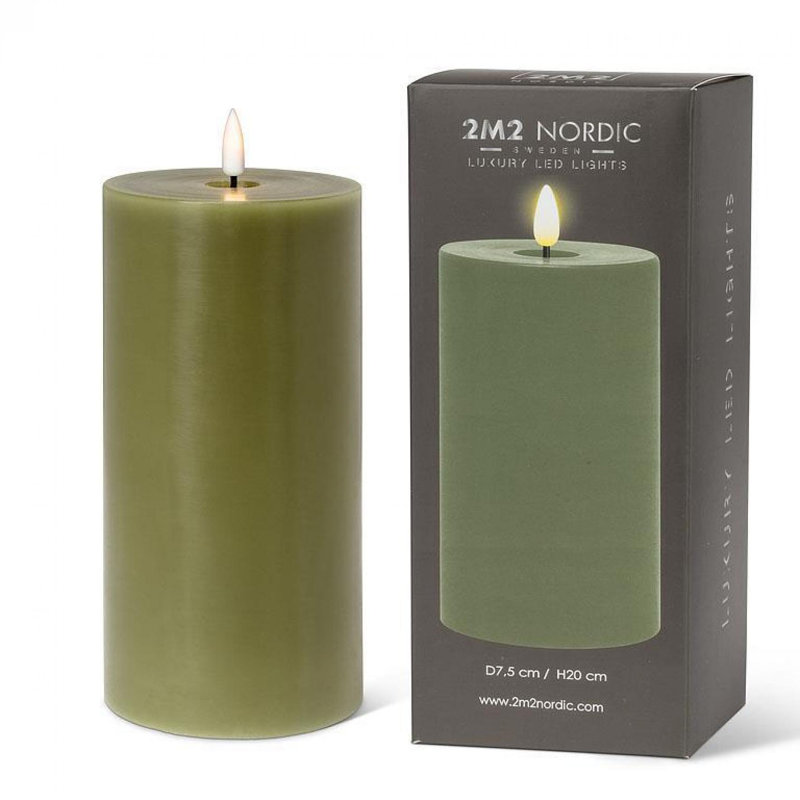 Bougie à DEL sans flamme, 8 po x 4 po sans flamme, Vert