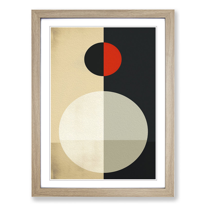 Minimalist Geometric No.3 - Single Picture Frame Print on Wood, 34cm H x 25cm W x 2cm D, Oak Framed