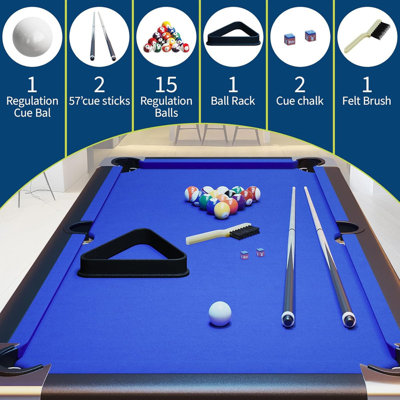 7 ft Pool Table for Adults - Portable Billiard Table with Steel Frame, No Assembly Required, Includes Balls, Cues, Chalks & Brush, Folding Pooltable for Game Room, Home, Office, Basement