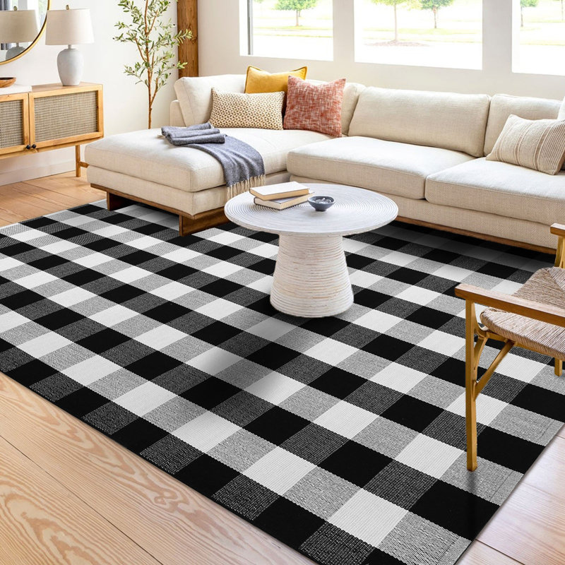 Tapis en coton tressé à la main Hogsett, Rectangle 5 pi x 7 pi