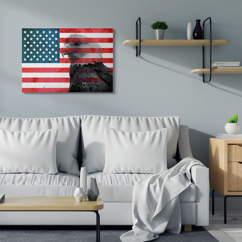 « american flag usa chauve eagle design », impression sur toile, H 30 po x l 40 po x P 1,5 po, Toile tendue