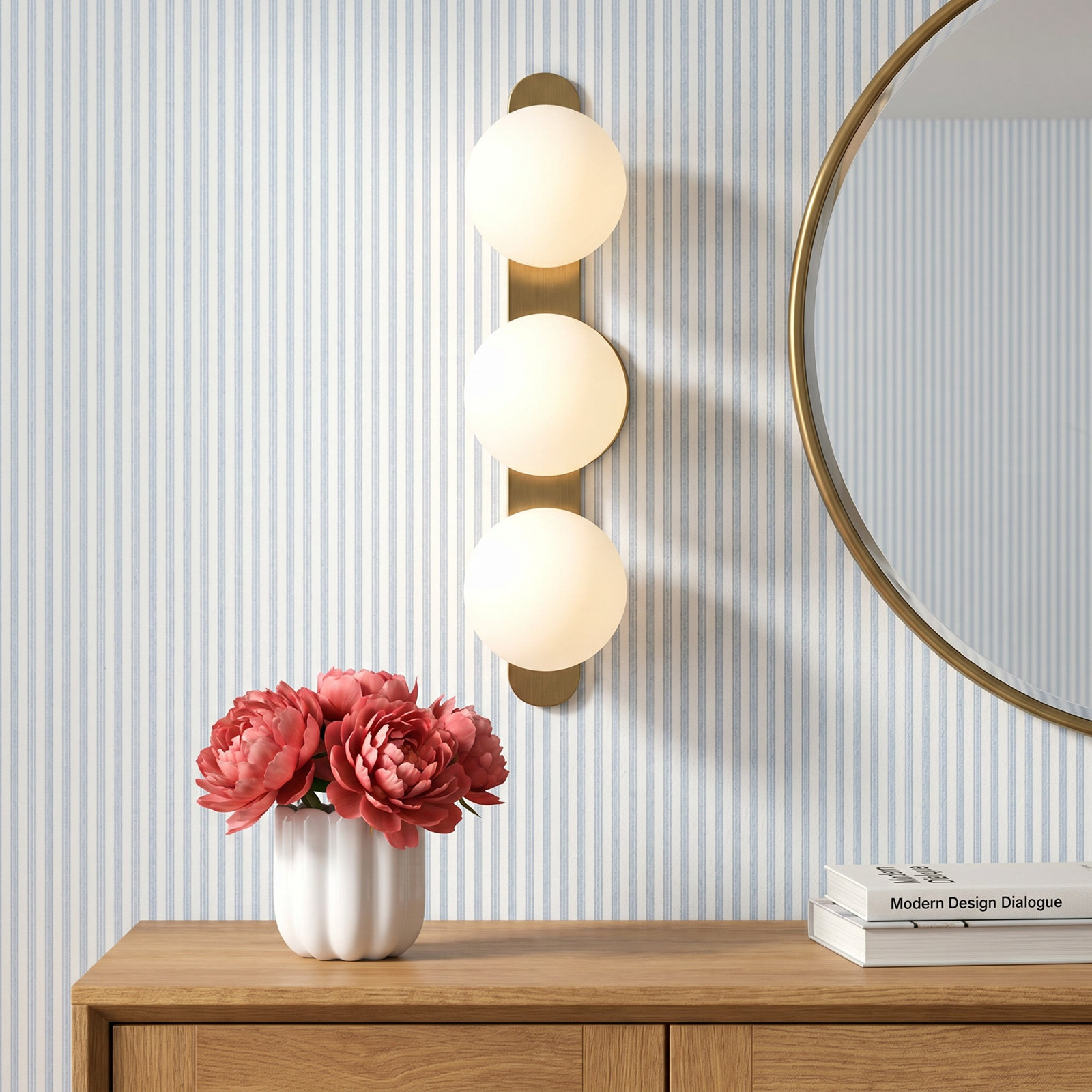 3 Light Glass Dimmable Flush Mounted Sconce