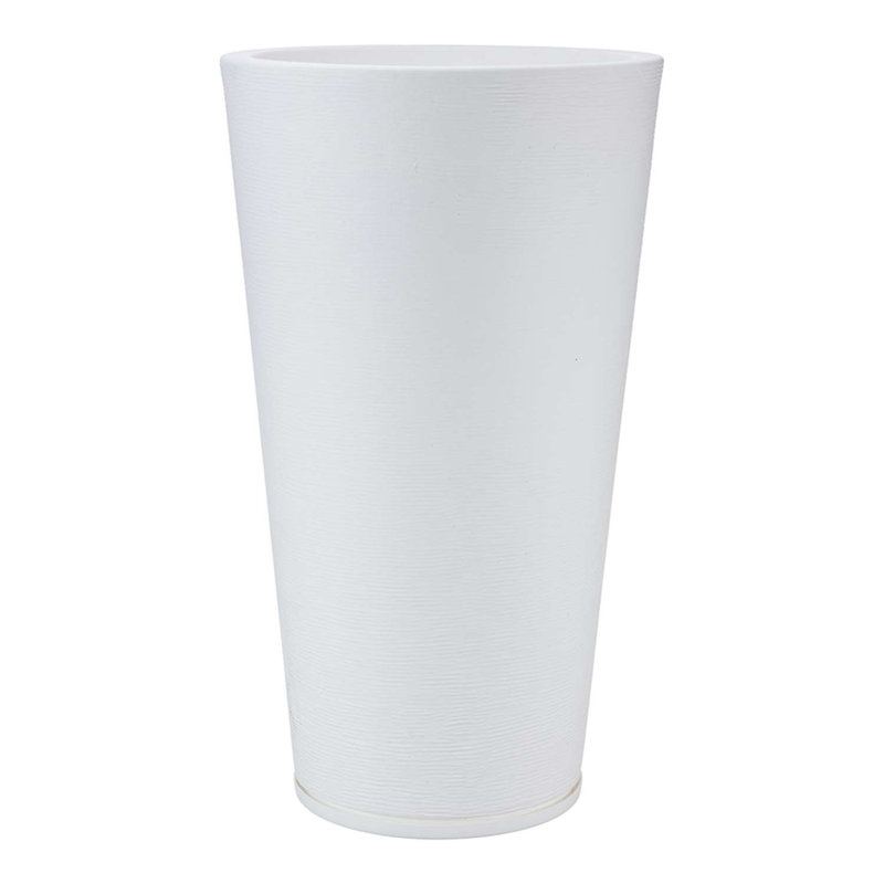 Pot à fleurs en résine Genebra, Blanc, H 31,5 po x l 18,11 po x P 18,11 po