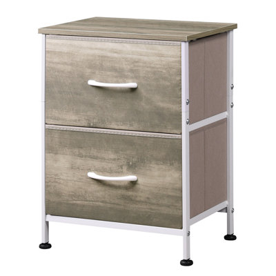Nightstand with 2 Spacious Drawers For Bedroom, Bedside Table with Metal Frame, End Table with Storage Bins, Small Dresser For Closet, Entryway, College Dorm 