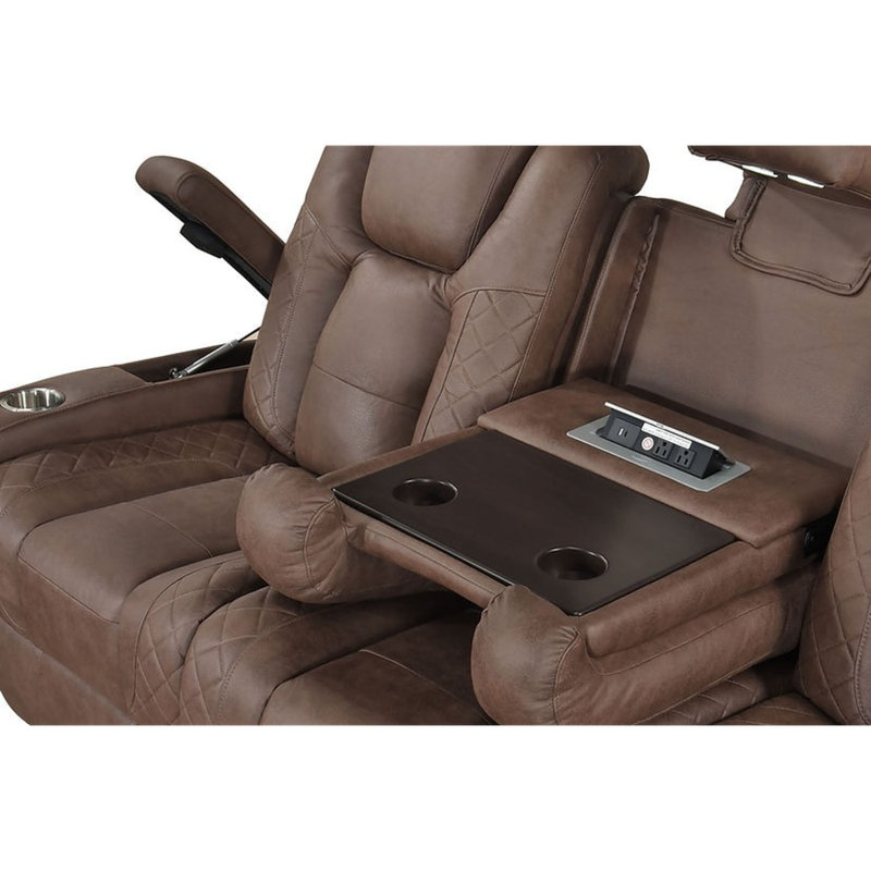 Ensemble de 3 fauteuils inclinables électriques Ashley Brown, Brun