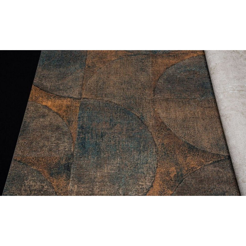 Rouleau de papier peint texturé, Bleu, brun, or, cuivre