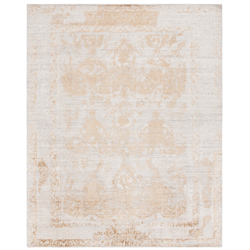 Tapis oriental en viscose / laine / coton tissé à la main Bedford, Rectangle 9 pi x 12 pi