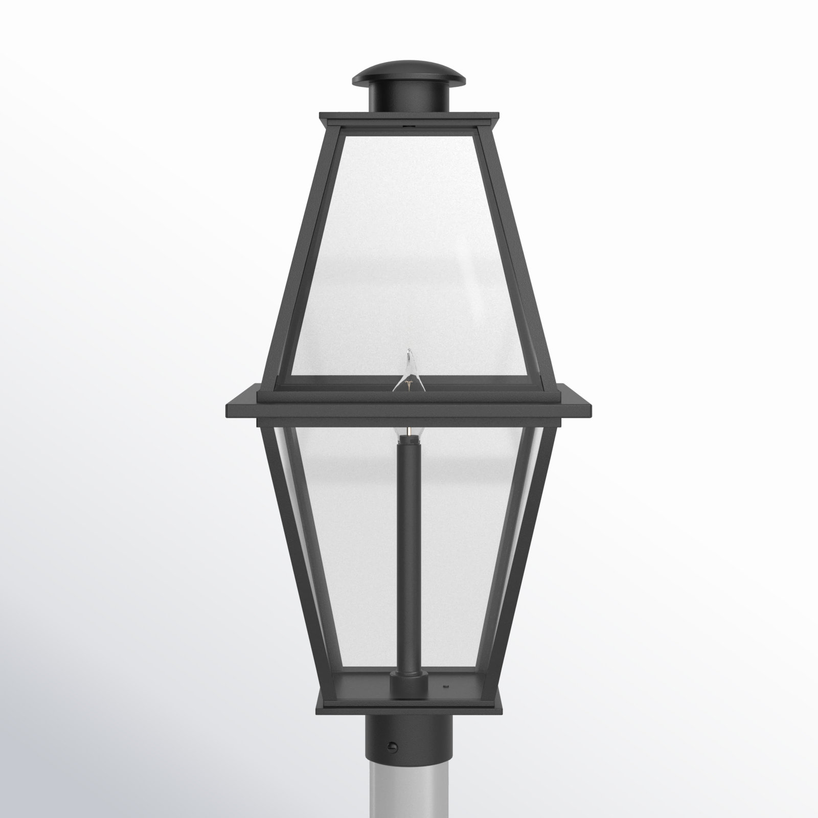 Asuka Transparent Metal Outdoor Lantern Head, Textured Black