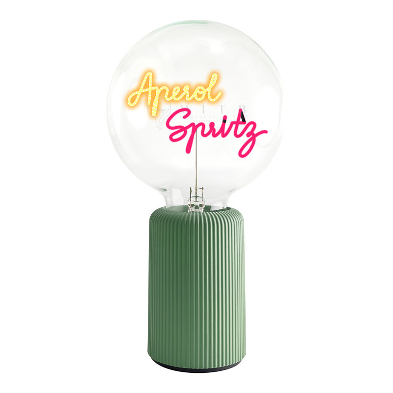 Ampoule APEROL SPRITZ ambre / rouge avec lampe de table PORTABLE Pop Nomad, Vert