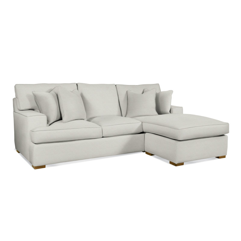 Sadie 97" Wide Reversible Sofa & Chaise with Ottoman, Havana Finish, Blue Chenille; 0344-63