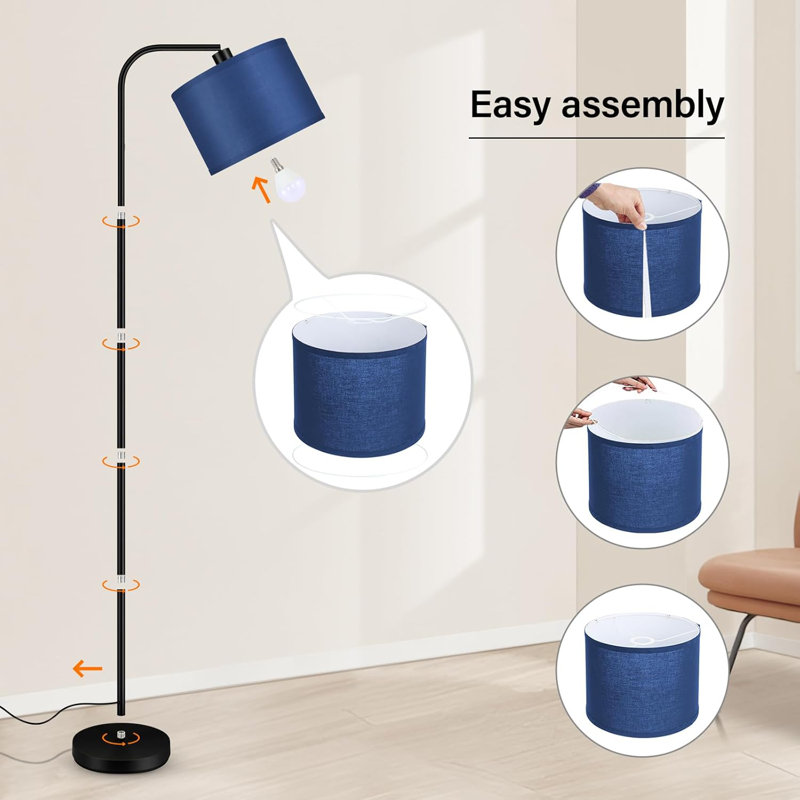 Dimmable Floor Lamp For Living Room,Arc Sofa Lamps With Remote Control,Stepless Dimmable & Colors Temperature,2700K-6500K,67 In,Tall Modern Standing Lamp For Bedroom Study Room Office,White