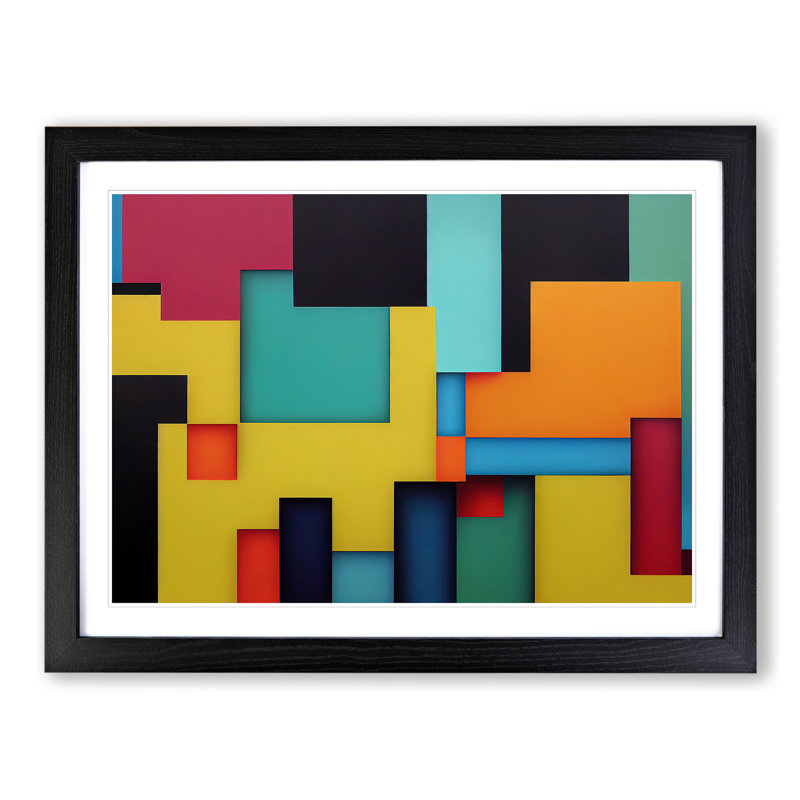 Abstract Block Colour Vol.2 - Framed Print, 46cm H x 64cm W x 2cm D, Black