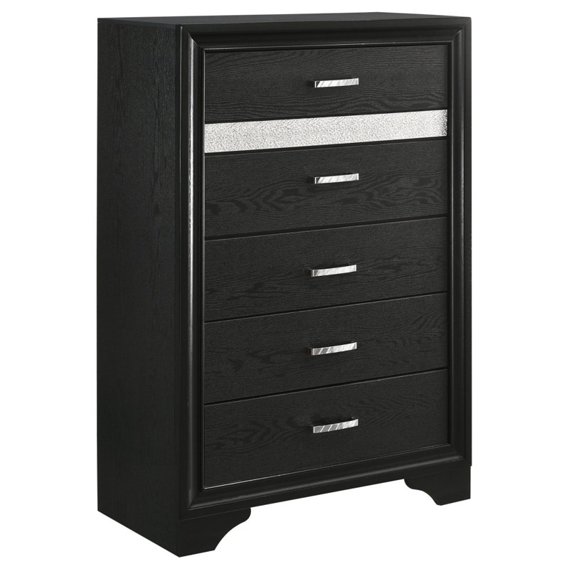 Commode de chambre à 6 tiroirs Annie noire, Noir