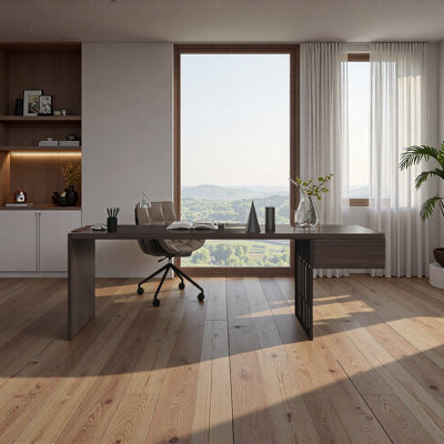Bureau d'ordinateur en bois massif moderne et minimaliste