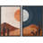 Sun And Moon Day And Night Orange Desert Landscape Pictures Framed Canvas 2 Pieces Print Wall Art-100136458-100136457