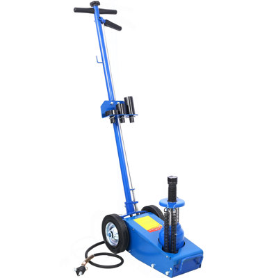 22 Ton Hydraulic Floor Jack Air-Operated Axle Bottle Jack With (4) Extension Saddle Set Built-In Wheels