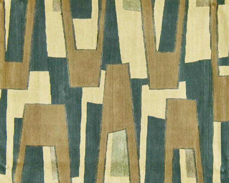 Zigzaggery Wool Geometric Area Rug in Beige/Blue, Rectangle 8' x 10'