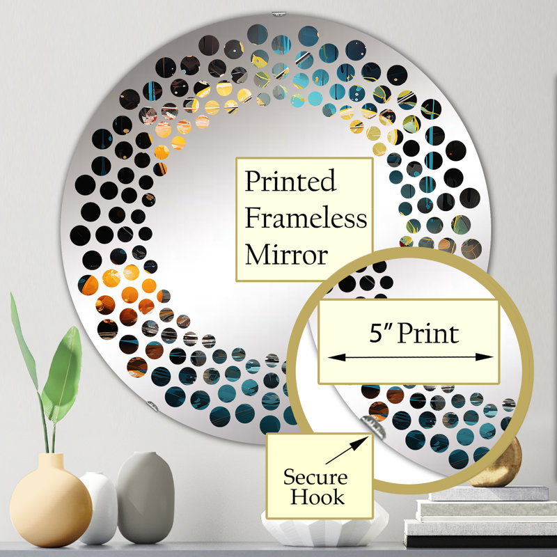 Polka Dot Wall Mirror-Round, 23.6" H x 23.6" W, Artful Mixology Cocktail Melody