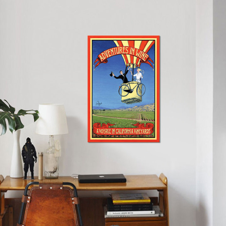 « aventures dans le vin », impression sur toile, H 40 po x l 26 po x P 1,5 po, Toile tendue, Pas de tapis